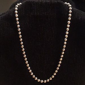 Silver 4mm Beaded Necklace 15”